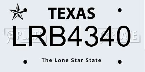 LRB4340 Texas License Plate