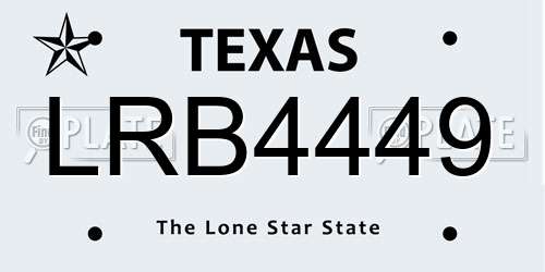 LRB4449 Texas License Plate