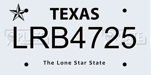 LRB4725 Texas License Plate