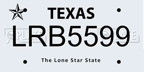 LRB5599 Texas License Plate