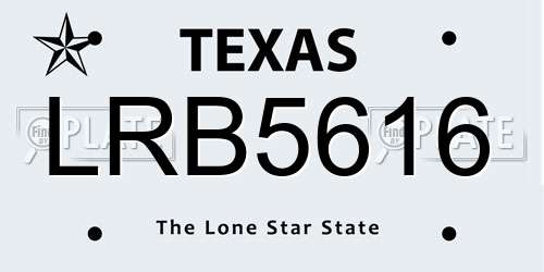 LRB5616 Texas License Plate