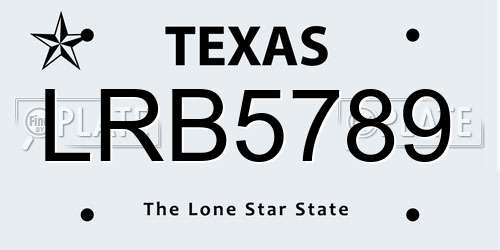 LRB5789 Texas License Plate