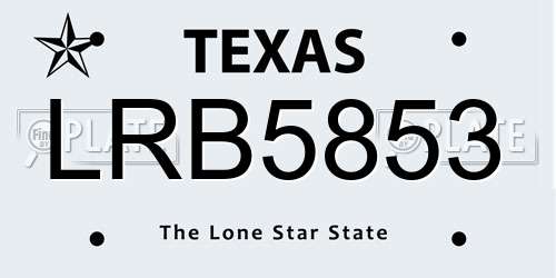 LRB5853 Texas License Plate