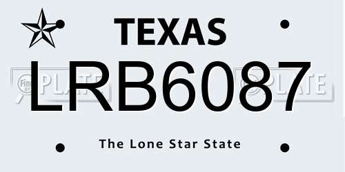 LRB6087 Texas License Plate