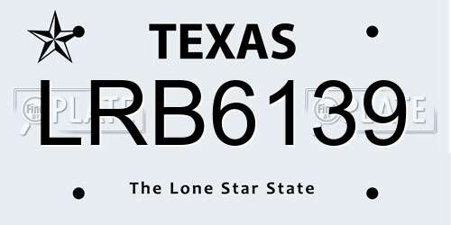 LRB6139 Texas License Plate