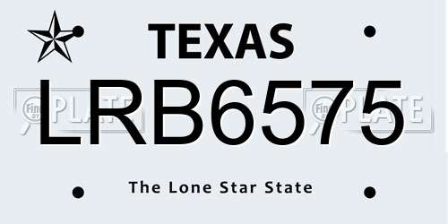 LRB6575 Texas License Plate