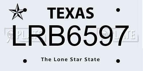 LRB6597 Texas License Plate