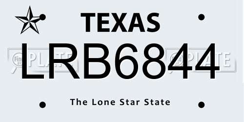 LRB6844 Texas License Plate
