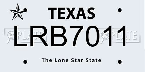 LRB7011 Texas License Plate