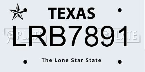 LRB7891 Texas License Plate