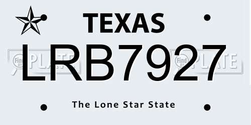 LRB7927 Texas License Plate