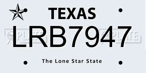 LRB7947 Texas License Plate