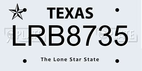 LRB8735 Texas License Plate