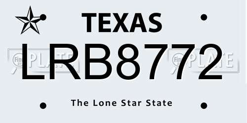 LRB8772 Texas License Plate