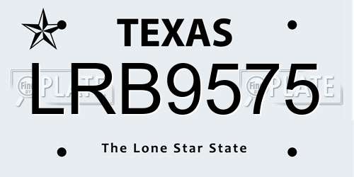 LRB9575 Texas License Plate