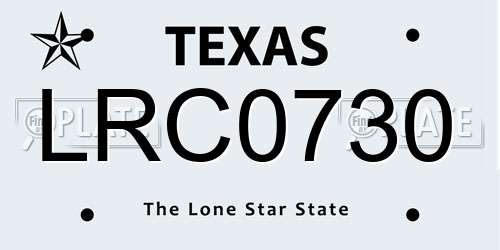 LRC0730 Texas License Plate