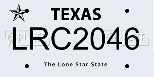 LRC2046 Texas License Plate