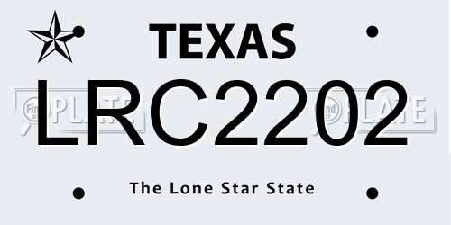 LRC2202 Texas License Plate