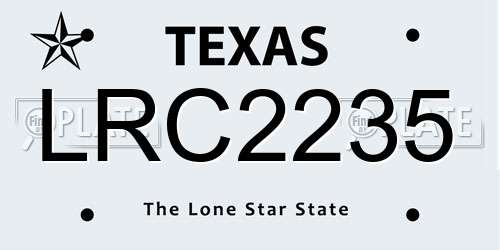 LRC2235 Texas License Plate