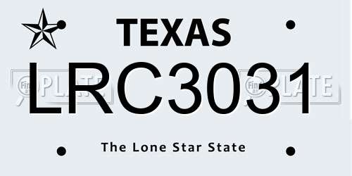 LRC3031 Texas License Plate
