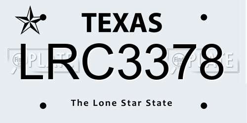 LRC3378 Texas License Plate