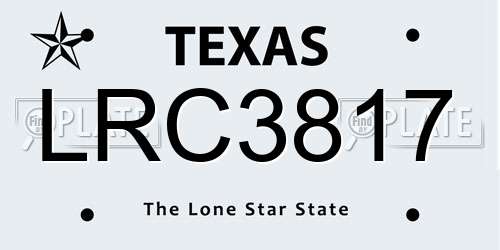 LRC3817 Texas License Plate