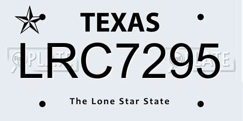 LRC7295 Texas License Plate