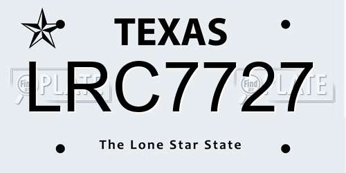 LRC7727 Texas License Plate