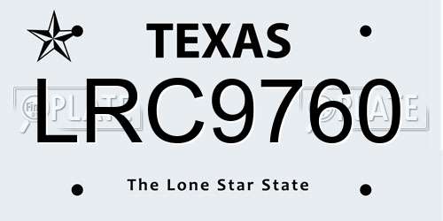LRC9760 Texas License Plate