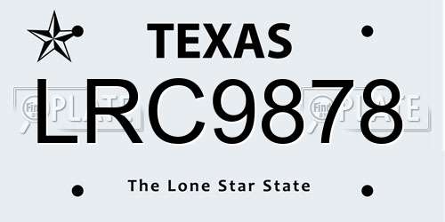 LRC9878 Texas License Plate