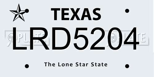 LRD5204 Texas License Plate