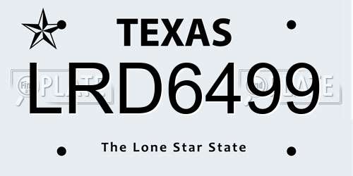 LRD6499 Texas License Plate