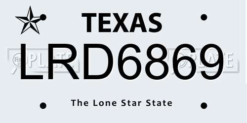 LRD6869 Texas License Plate