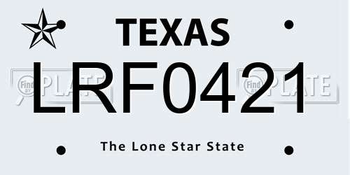 LRF0421 Texas License Plate