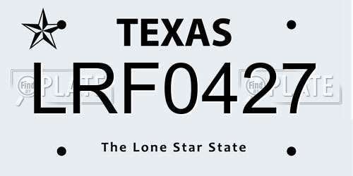 LRF0427 Texas License Plate