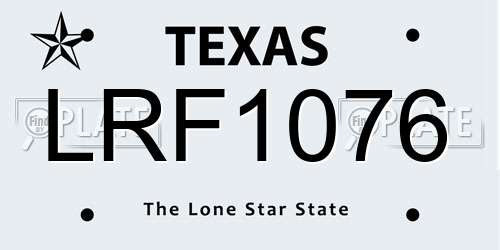 LRF1076 Texas License Plate