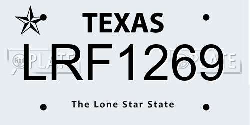 LRF1269 Texas License Plate