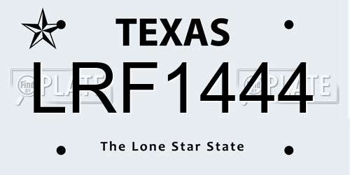 LRF1444 Texas License Plate