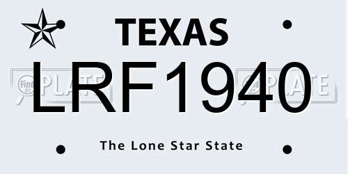 LRF1940 Texas License Plate