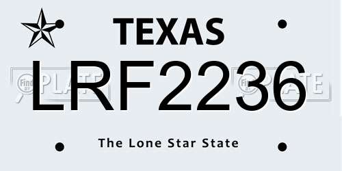 LRF2236 Texas License Plate