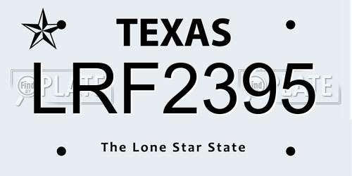LRF2395 Texas License Plate