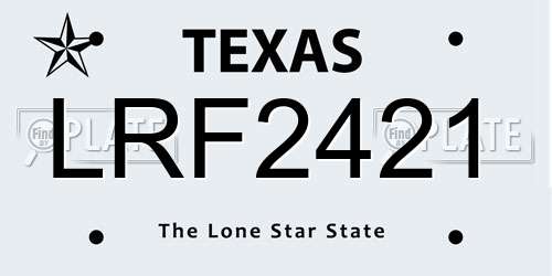 LRF2421 Texas License Plate