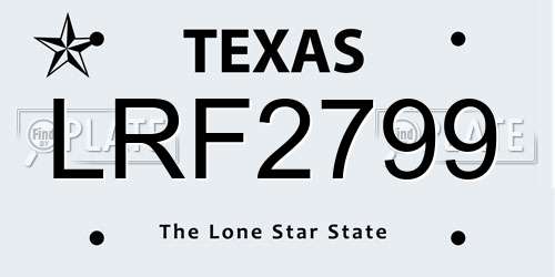 LRF2799 Texas License Plate