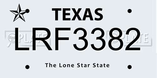 LRF3382 Texas License Plate