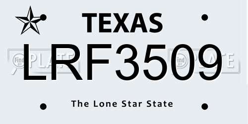 LRF3509 Texas License Plate