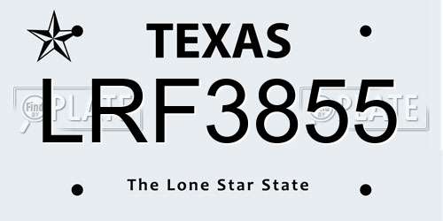 LRF3855 Texas License Plate