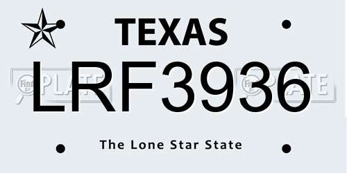 LRF3936 Texas License Plate