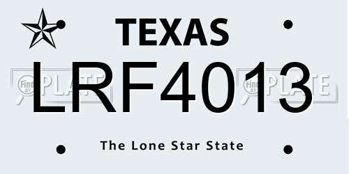 LRF4013 Texas License Plate
