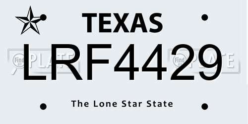 LRF4429 Texas License Plate