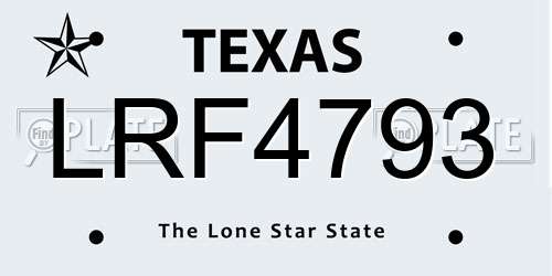 LRF4793 Texas License Plate